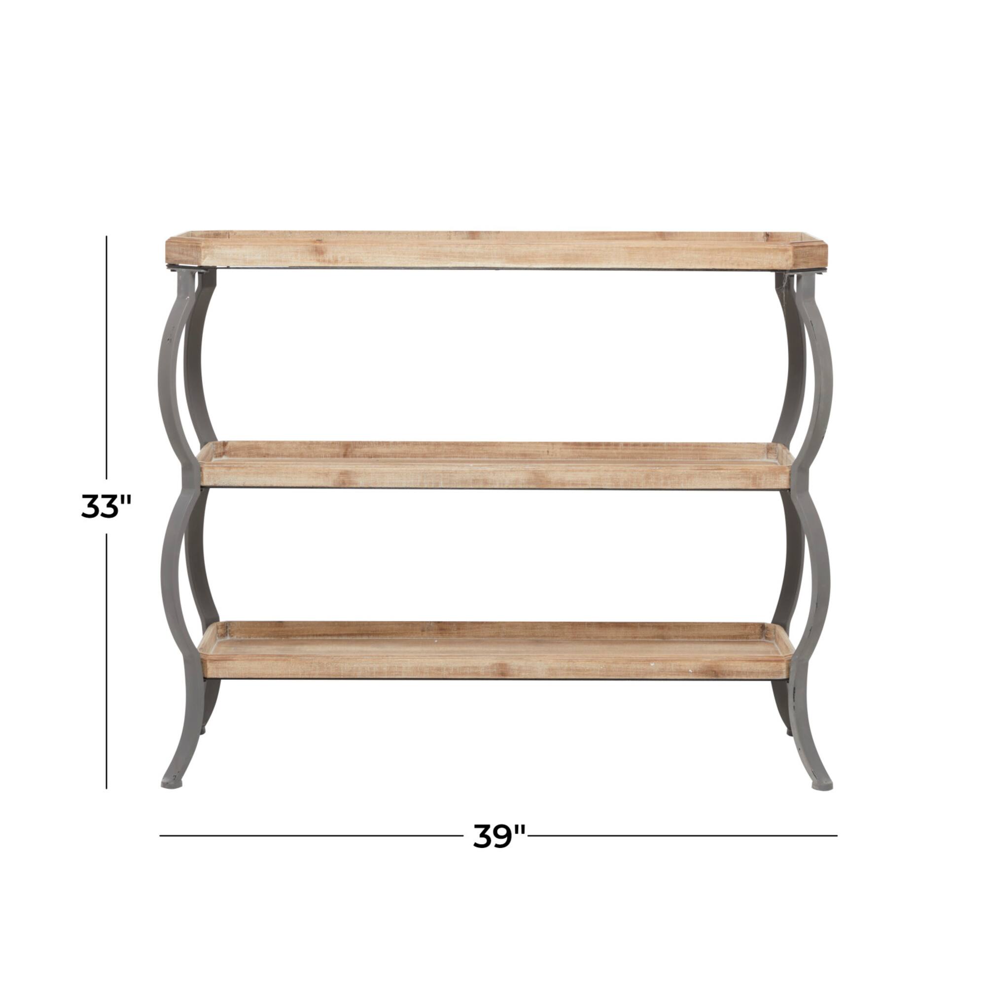 Brown Iron Rustic Console Table, 33" x 39" x 13"